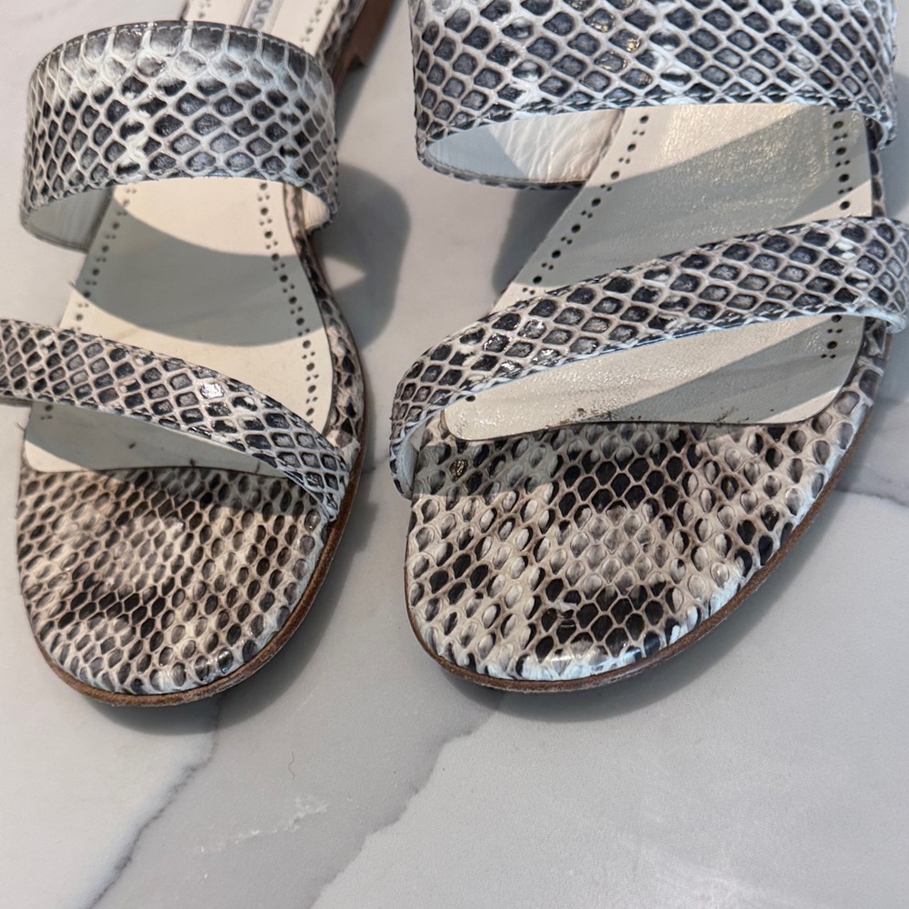 Manolo Blahnik Python Pattern Sandals - Black and… - image 3